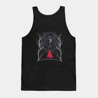 Little Red Ridding Hood Creepy Wolf Crescent Moon Midnight Mystery Tank Top